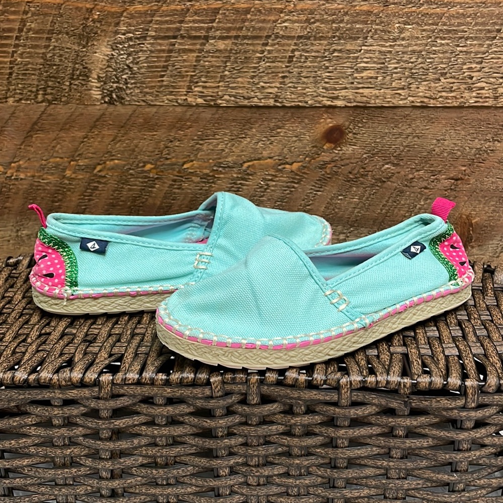 Sperry Top-Sider Girls’ Skysail Espadrille Slip On Shoe Aqua Watermelon Size 11M